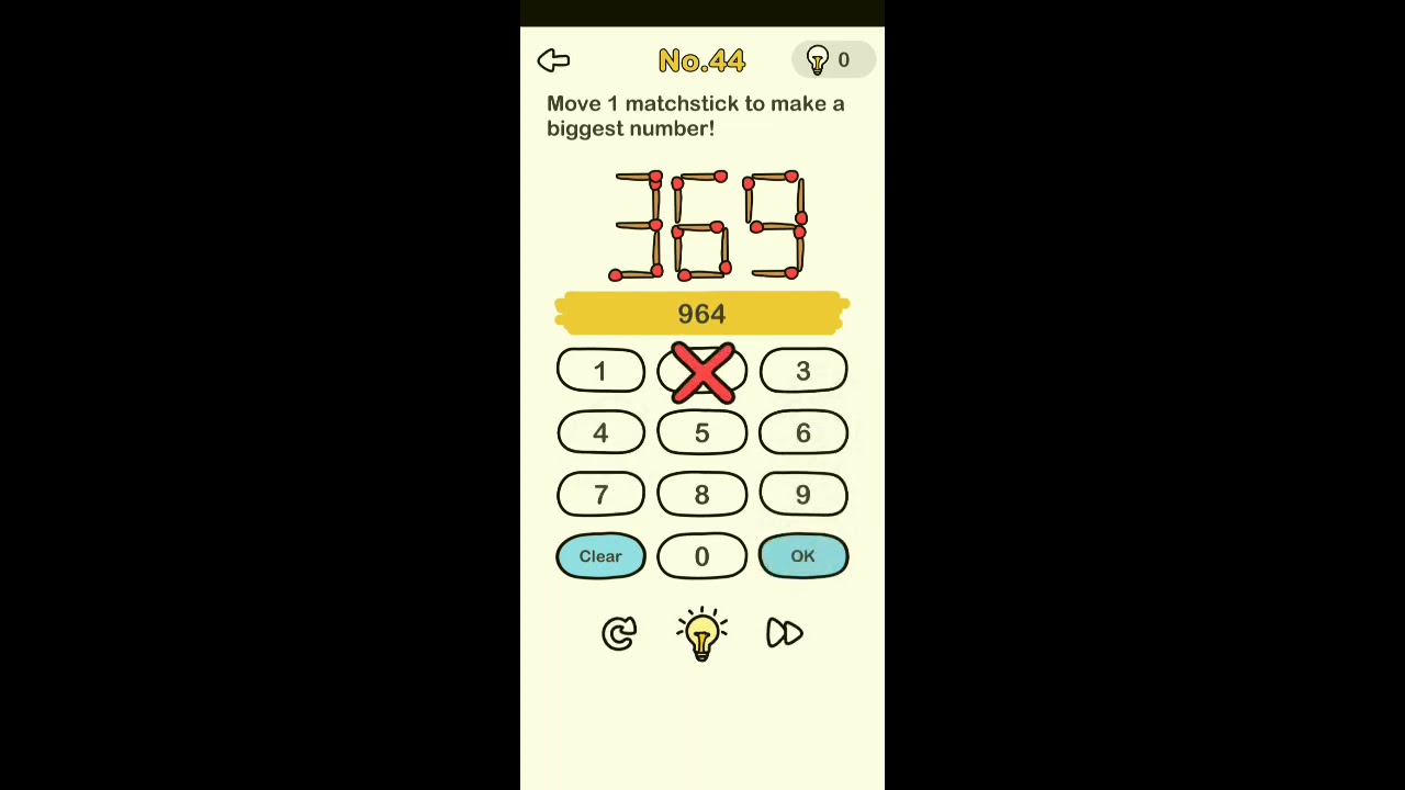 Brain out level 44 Move 1 matchstick to make a bigger number? Walkthrough Solution