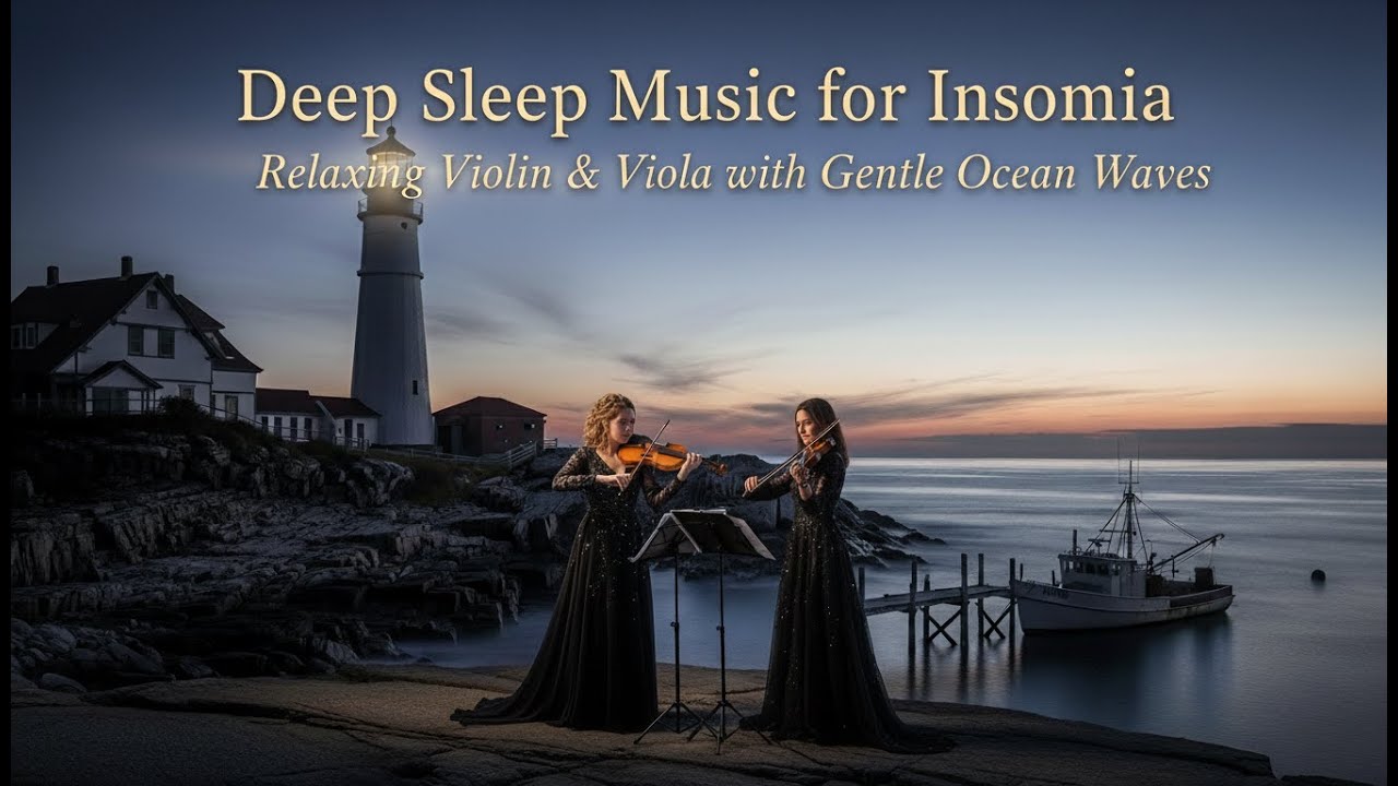 Deep Sleep Music for Insomnia | Relaxing Violin & Viola with Gentle Ocean Waves