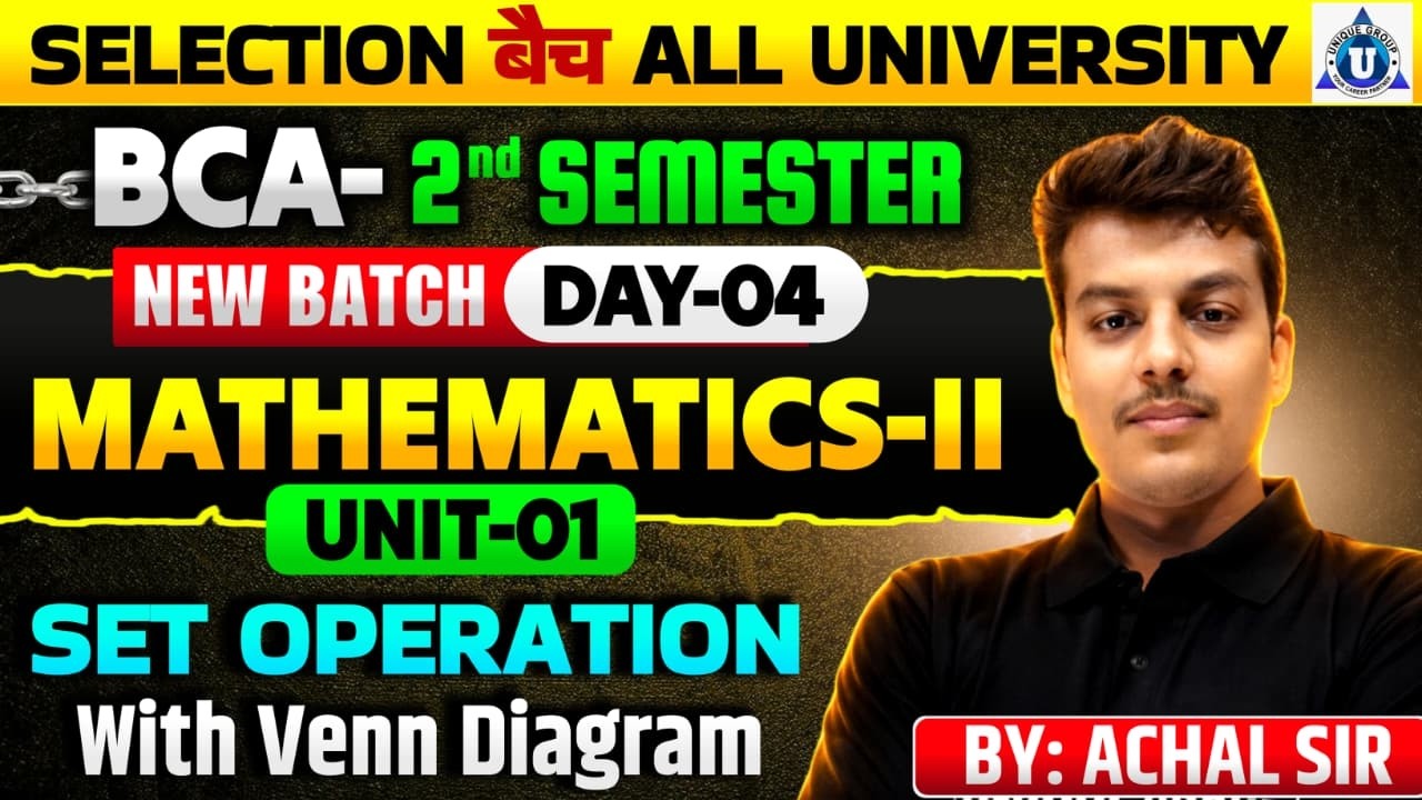 🔥🔥🔥 BCA 2nd Semester Mathematics-II |Set Operations with Venn Diagram | + Examples | DAY-04