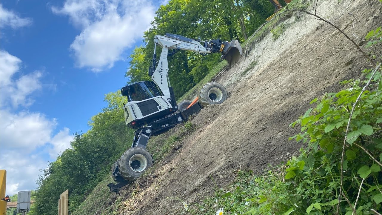 Spider with excavator mounted winch at Merstham