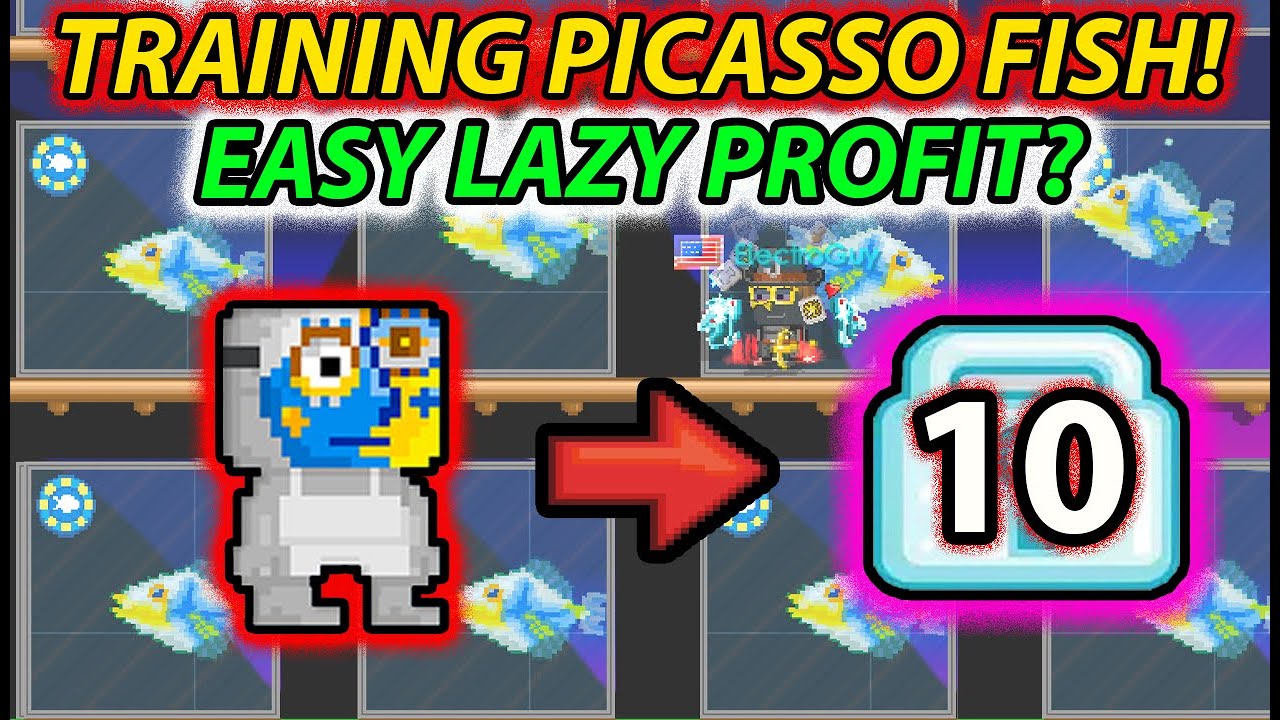 TRAINING PICASSO TRIGGERFISH! EASY NO FARMING PROFIT FROM PICASSO MASK! | Growtopia