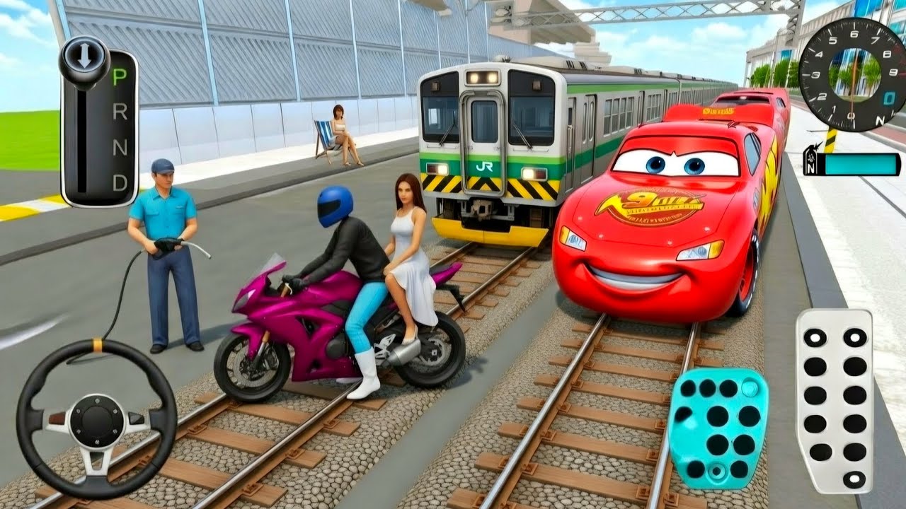 Pink Brand New Bike Vs Bullet Train 3d Driving Class android game play video || Car Game #cargame