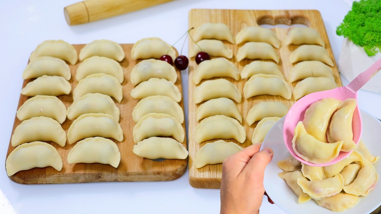 ВАРЕНИКИ с Вишней🍒 Это Лучшее ТЕСТО✅️ ПОКОРЯЮТ Всех!Не текут и Не Развариваются