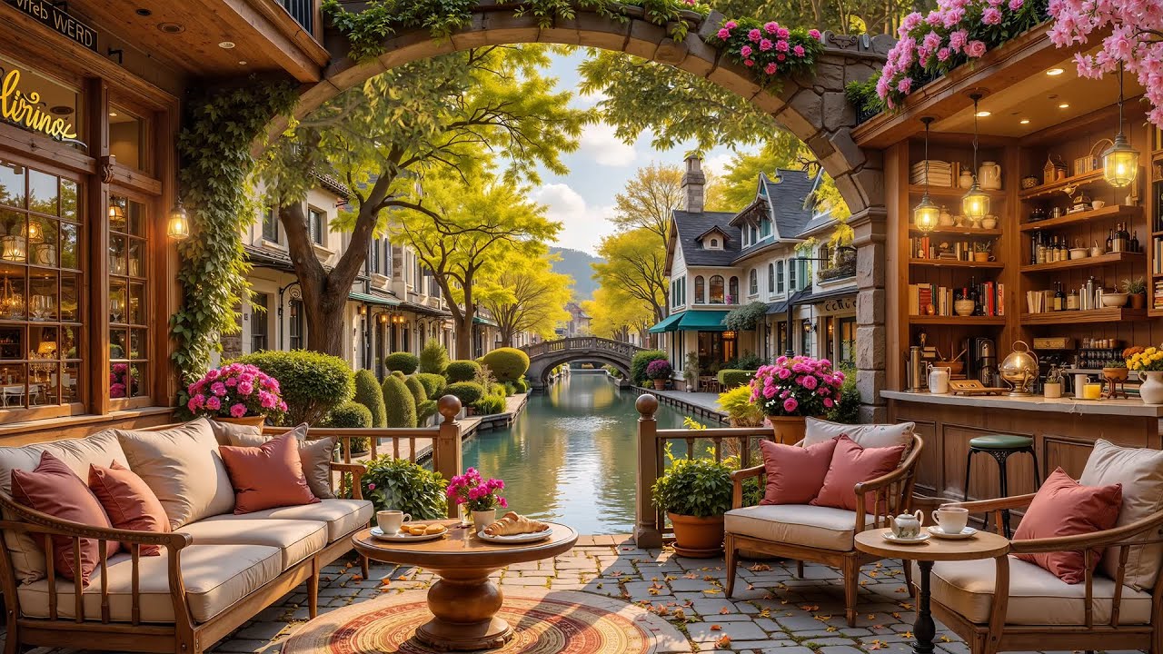Cozy Canal Coffee Shop with Jazz Ambience ☕ Smooth Jazz Relaxing Music to Study, Focus