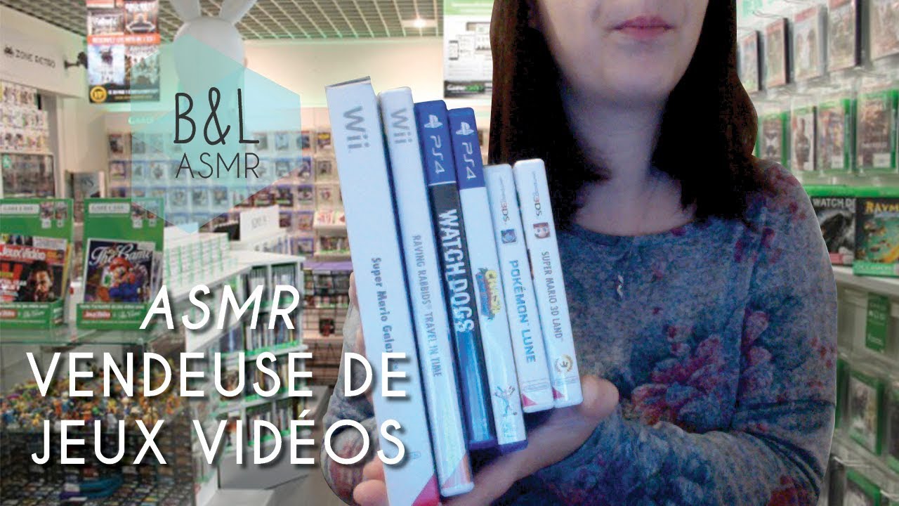 ASMR FR • ROLEPLAY Vendeuse de jeux vidéos (Tapping, scratching, whisper)