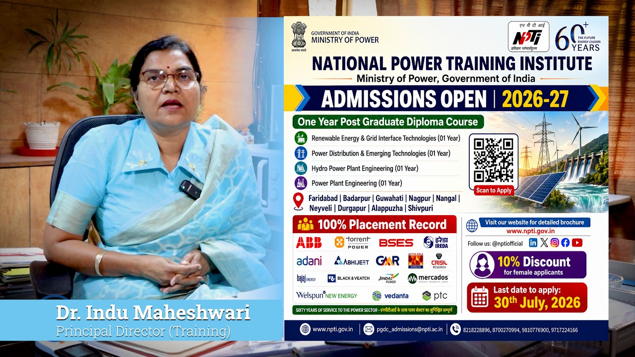 Build Your Career in the Power Sector | NPTI Admissions Open 2026&ndash;27 | 01-Year PGDC | 100% Placement