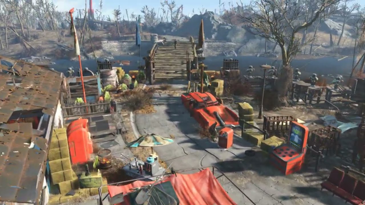 Fallout 4: Sanctuary Pt.  3. Caravan stop & Nuka World clothing outlet. (no mods/PC)