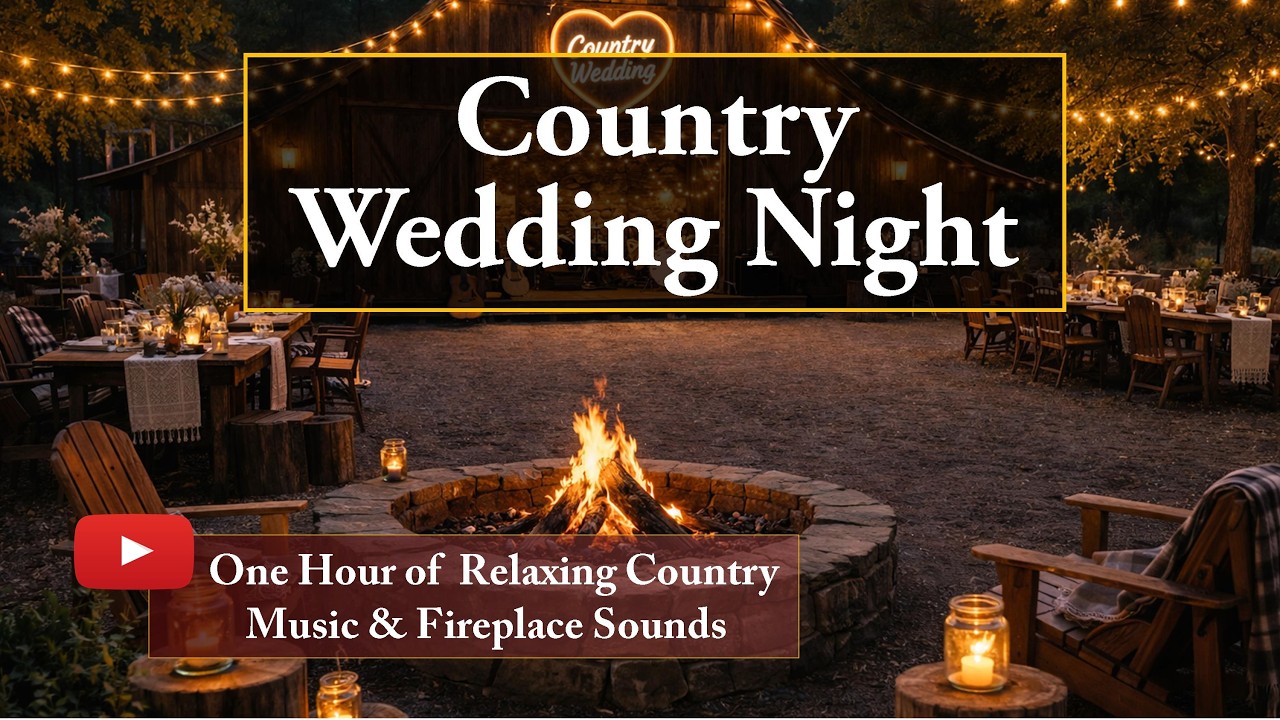 Country Wedding Night — 1 Hour of Relaxing Country Music & Fireplace Sounds