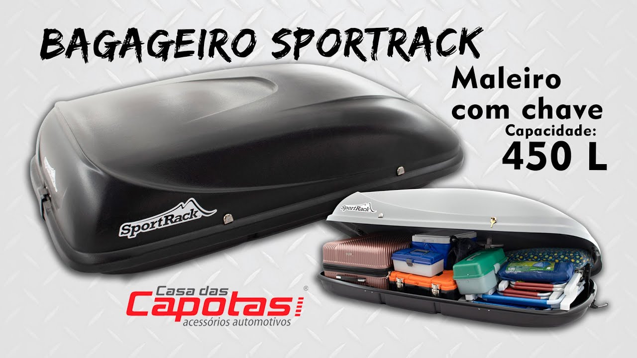 Bagageiro maleiro de teto com chave SportRack 450 litros | Casa das Capotas