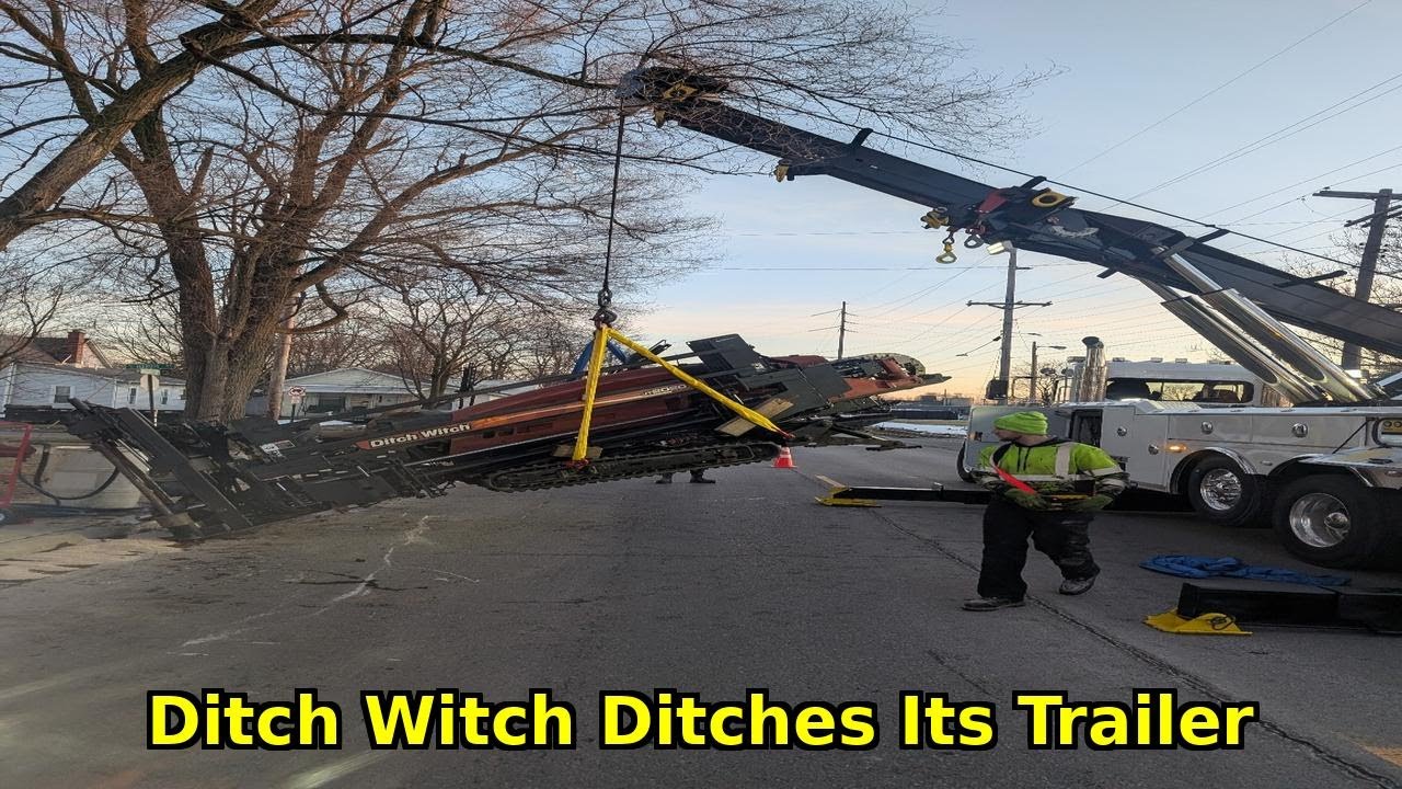 BIG WOOPS, Ditch witch ditches the trailer!!