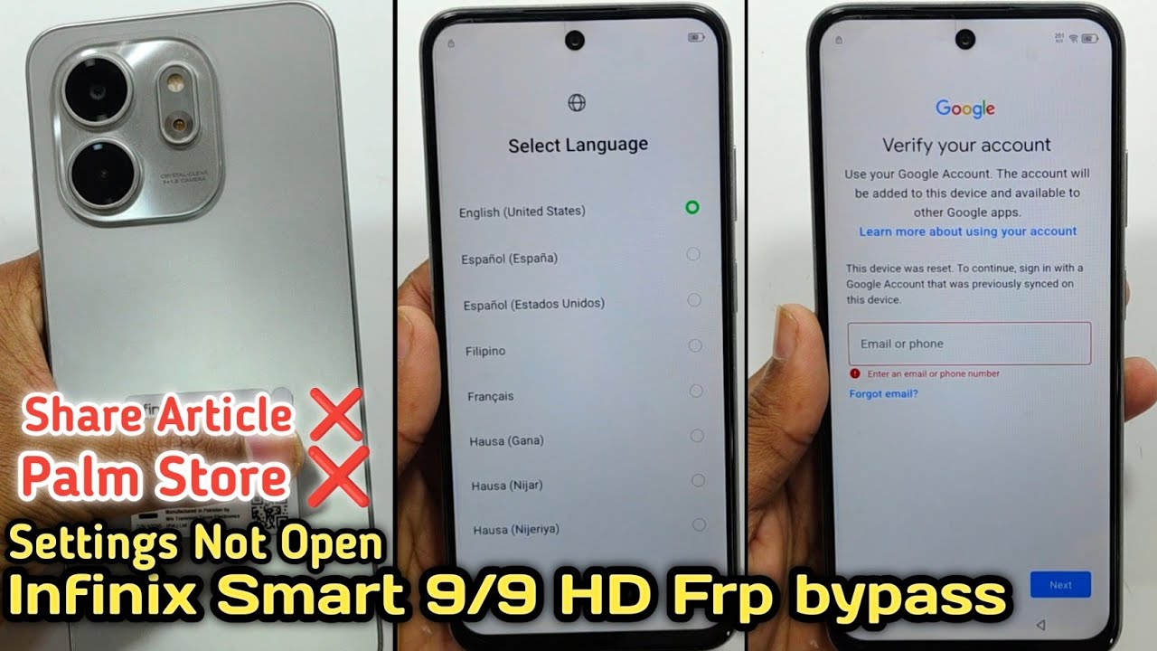 Infinix Smart 9/9 HD FRP Bypass Android 14 | Разблокировка аккаунта Google для Infinix X6532, X65...