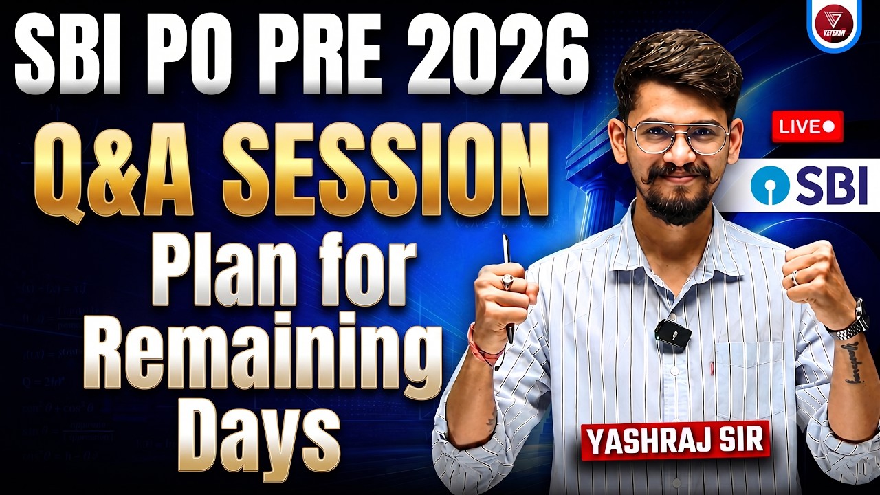 🛑Q&A Session | Remaining Days Revision Plan | SBI PO Pre 2026 | Yashraj Sir