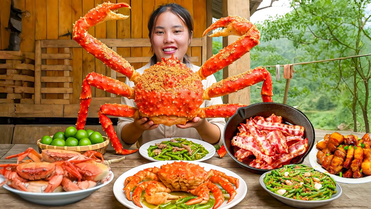 Harvesting limes and bring them to the market to sell, making giant boiled crabs for my family