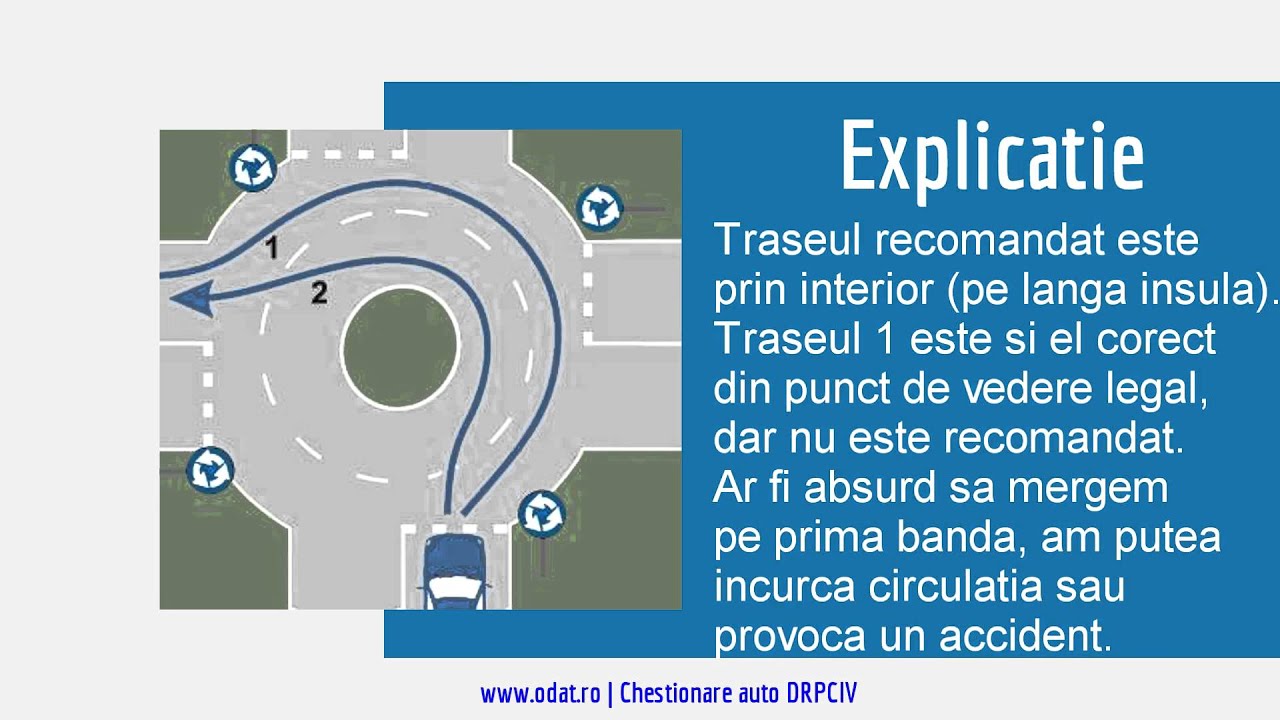 Care este traseul recomandat pentru a vira la stanga?