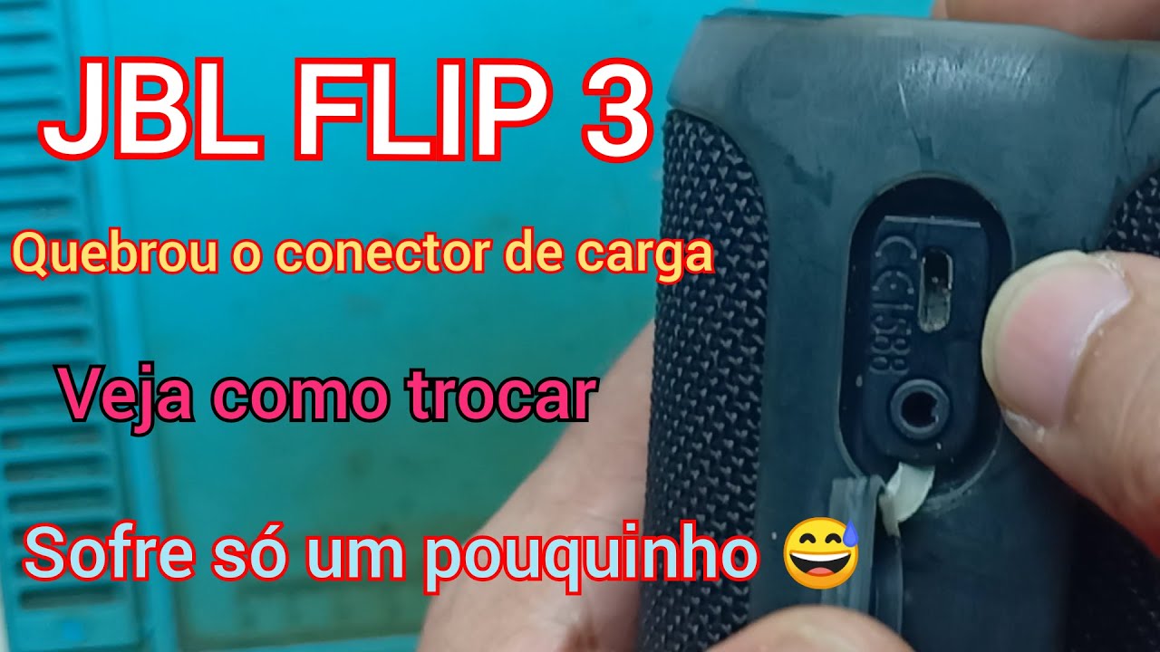 Troca conector caixinha JBL FLIP 3 ... não carrega e não liga.. dá trabalho 😑