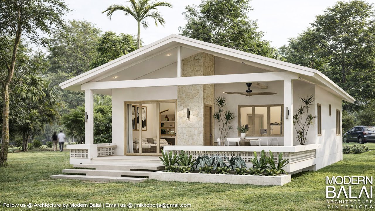 Simple House Design 3-Bedroom Small Farmhouse Idea | 8.2.x12.8 Meters