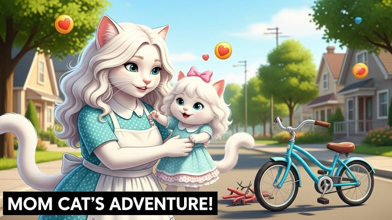 Mom Cat's Brave Journey: From Tears to Joy 🐱❤️🚲