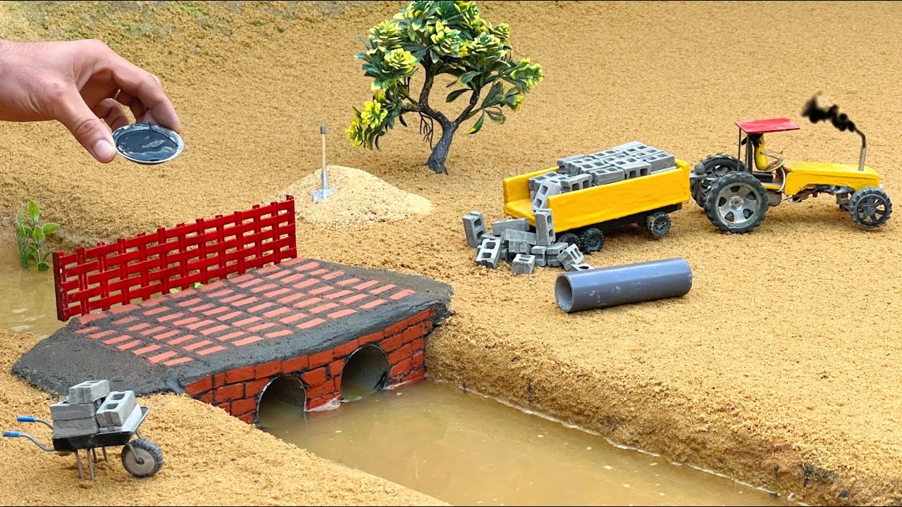 diy mini truck making bricks and home pipe bridge construction &lrm;@sanocreator