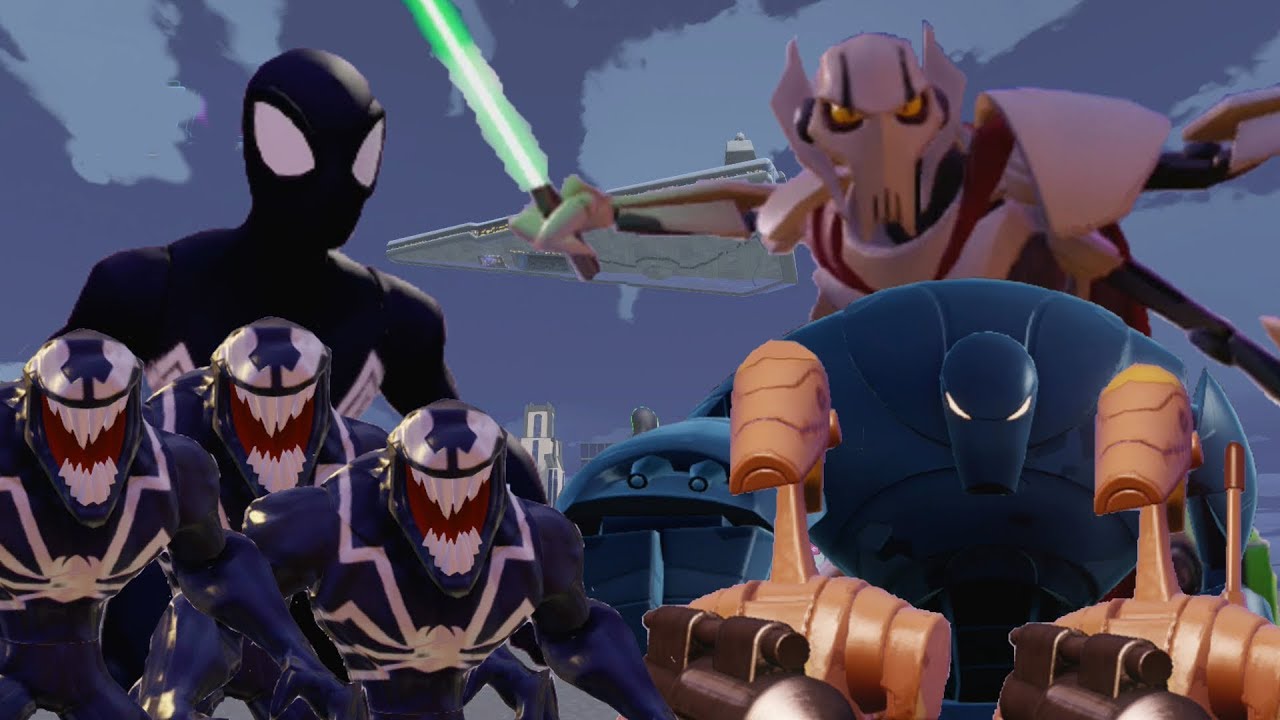 Di3 0 Black Suit Spiderman + Symbiotes vs General Grievous and Droid Army