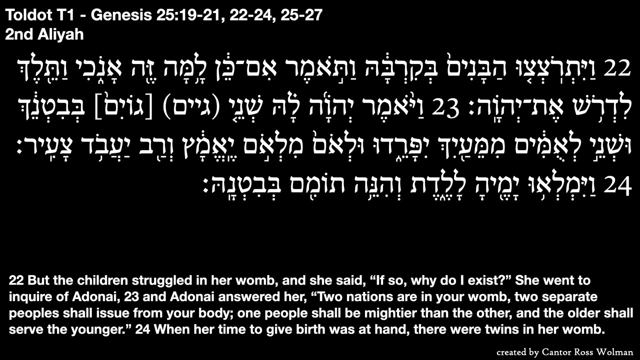 Torah Toldot T1 - Genesis 25:19-21, 22-24, 25-27