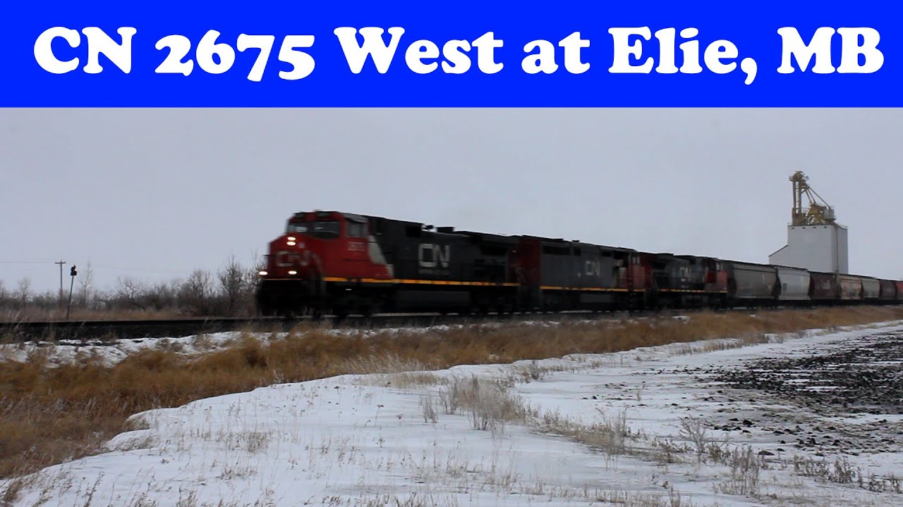 Westbound Grain Train at Elie, Manitoba Elevator