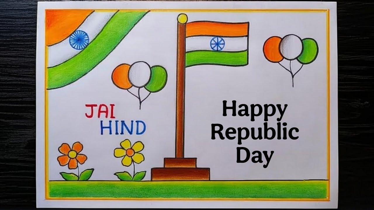 Republic Day Drawing Easy/Republic Day Poster Drawing/Happy Republic Day Drawing/26 January Drawing