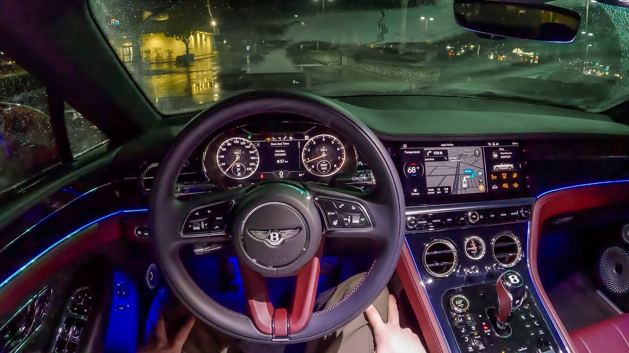 2023 Bentley Continental GTC Azure - POV Rainy Night Drive (Binaural Audio)