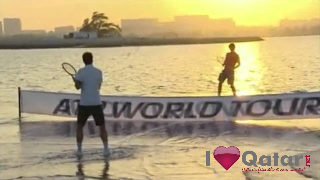 Rafael Nadal and Roger Federer play on Water court! - Qatar