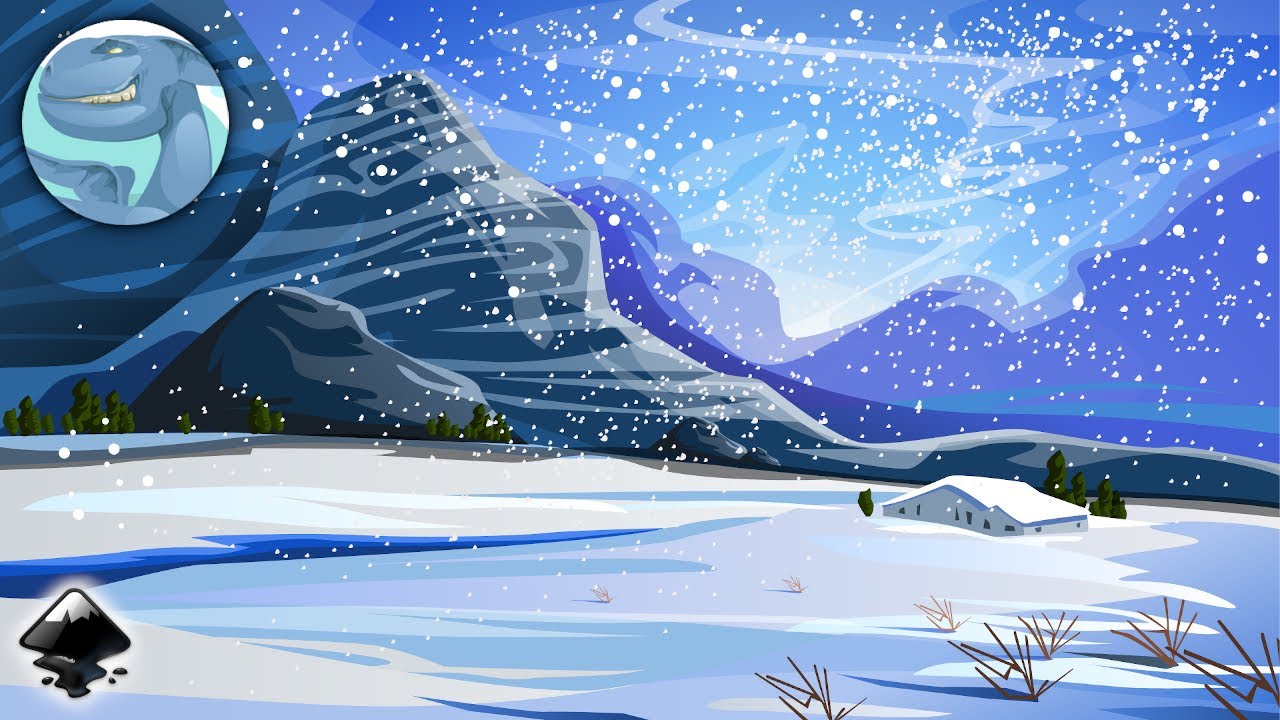 Winter landscape. Vector drawing with Inkscape. Drawing process.