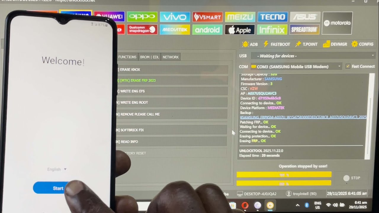 Samsung A037U FRP Bypass 2025 With UnlockTool  Galaxy A03s Google Lock Remove