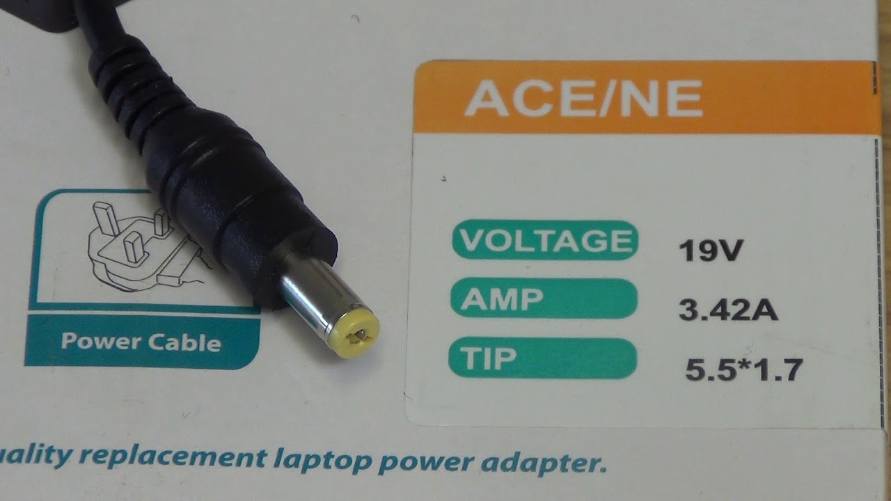 65W eMachines Laptop Charger (19V ~ 3.42A, 5.5 x 1.7mm DC Jack)