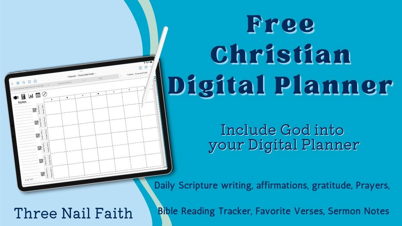 Free Digital Christian Planner | GoodNotes | Bible Reading tracker | Bible Verse | Sermon Notes