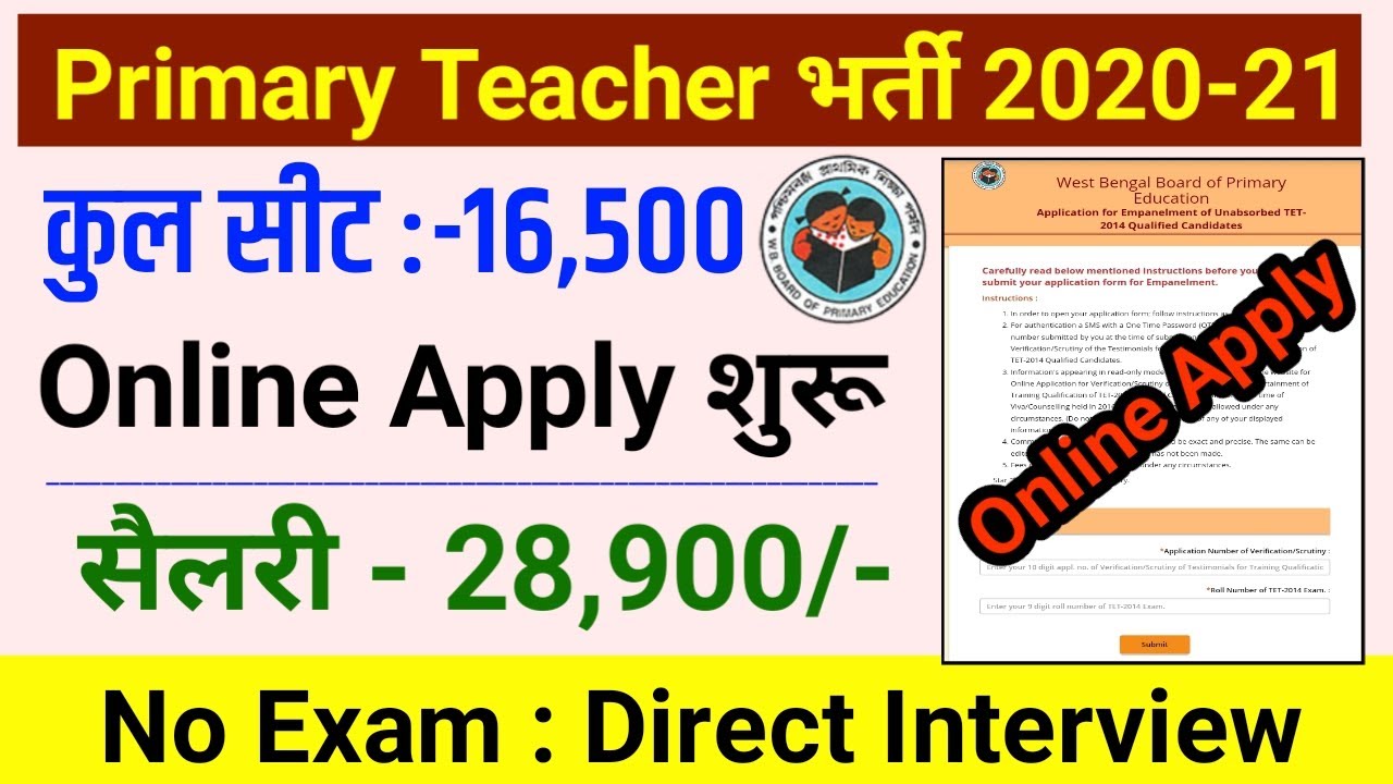 primary teacher vacancy 2020 online | latest new vacancy 2020 | new requirement 2020