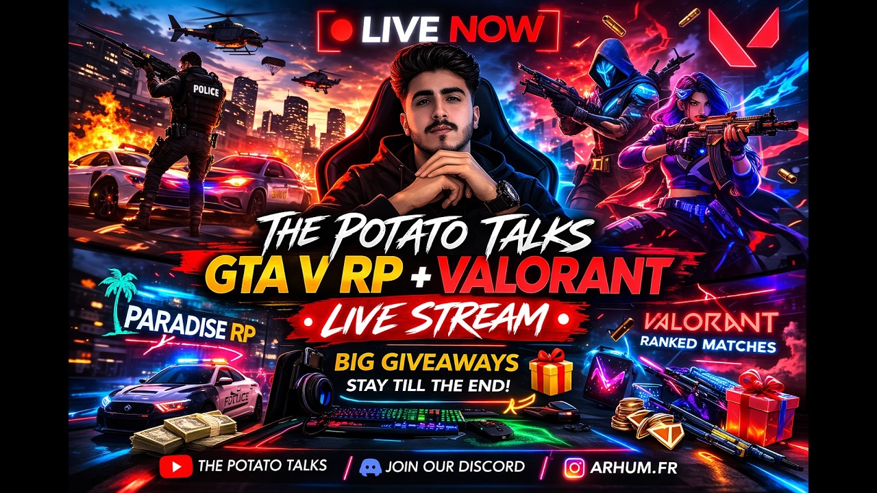 GTA RP & Valorant LIVE | #ParadiseRP Roleplay City + Competitive Matches