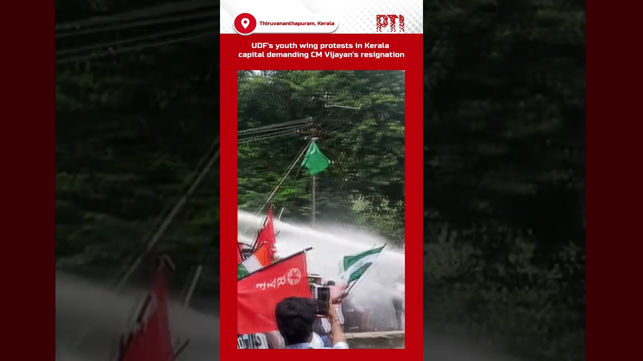 UDF's youth wing protests in Kerala capital demanding CM Vijayan's&nbsp;resignation