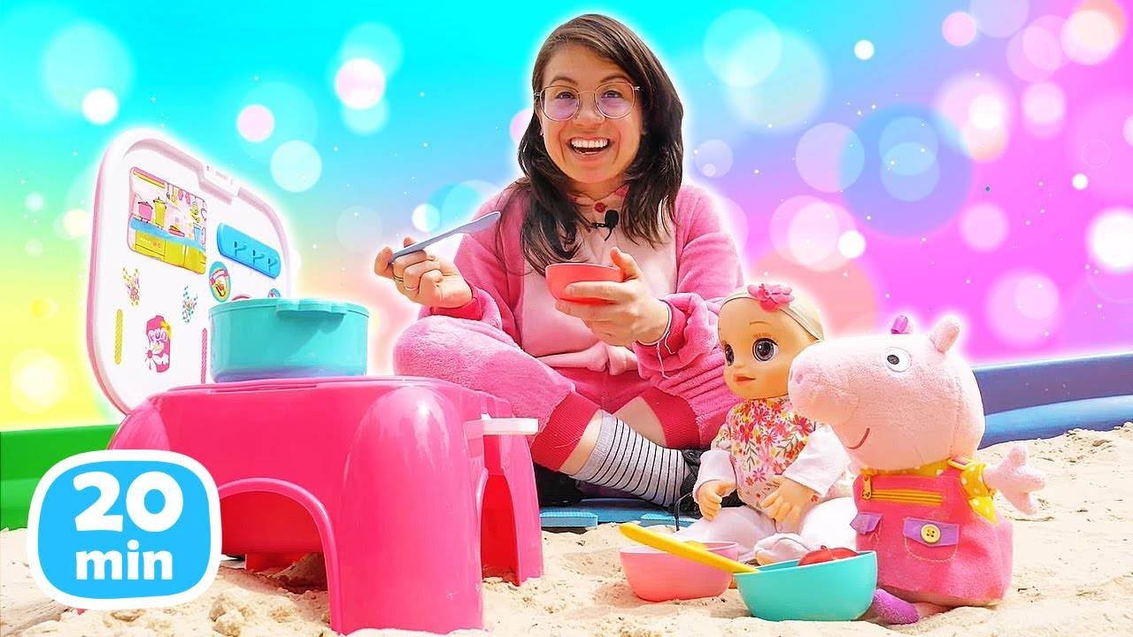 Peppa y baby Alive cultivan verduras. Bebés Baby Born para niñas