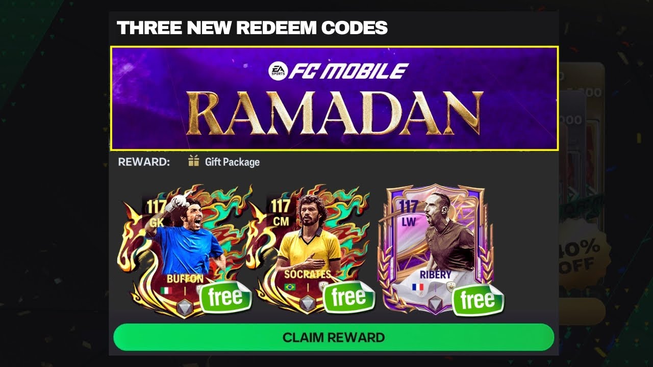 Three New Redeem Codes! Free Buffon, Ribery, Socrates... FC Mobile