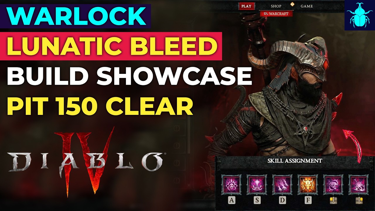 Diablo 4: Warlock Lunatic Bleed Build Showcase (Pit 150 Clear)