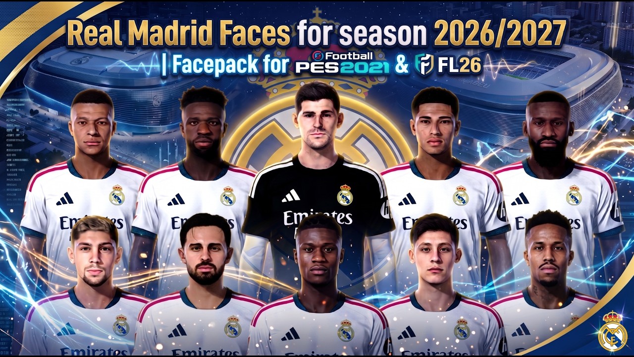 Real Madrid Faces for season 2026/2027 | Facepack Mod for PES 2021 & FL26