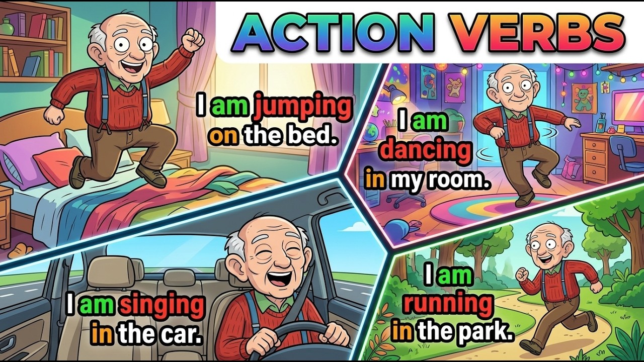 Basic English Action Verbs 📚 | Simple Sentences for Beginners 🌟