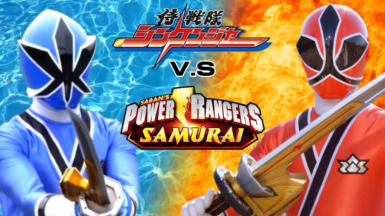 Power Rangers Samurai V.S Samurai Sentai Shinkenger Split Screen Comparison! Red v.s Blue
