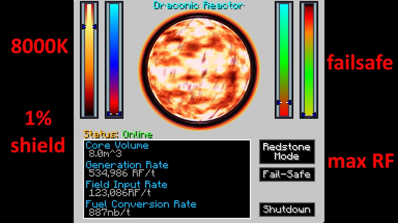 Draconic Reactor Control [MC 1.12.2] stable, 8000K, 1% shield