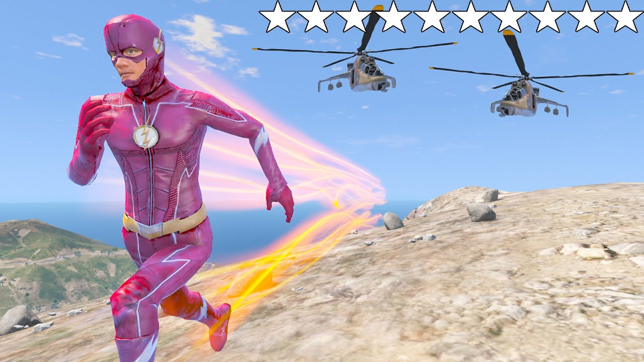 GTA 5 Flash Vs military Chase Wanted Level 10 Star | WATCH T7