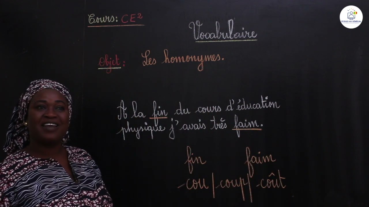 Cours  - CE2 - Fran&ccedil;ais: Vocabulaire / Les homonymes  / Mme Sarr