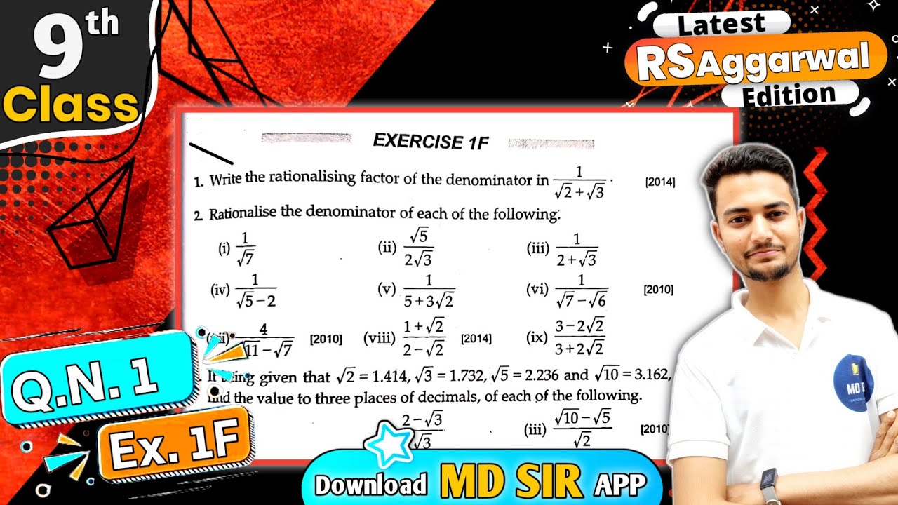 Rs Aggarwal Class 9 Chapter 1 | Exercise 1F Question number 1 | Number System | Md Sir Class 9