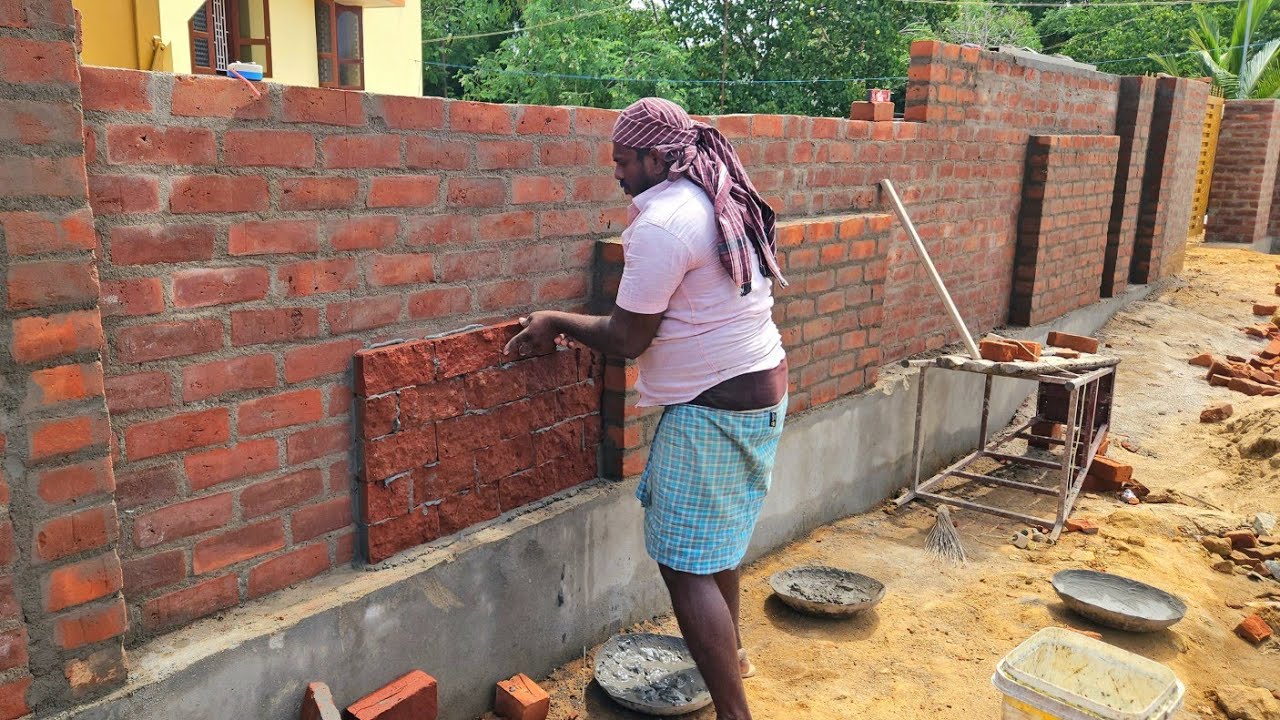 Techniques of Brick Elevation_Front Gatewall Design Making Accurately with Bricks|Wall Elevation