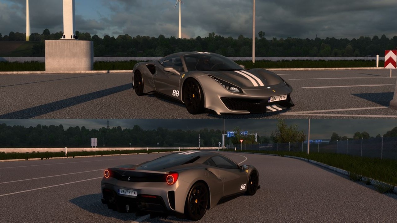 Ferrari 488 Pista, ETS2 Mod, Euro Truck Simulator 2, Realistic Car Driving #eurotrucksimulator2