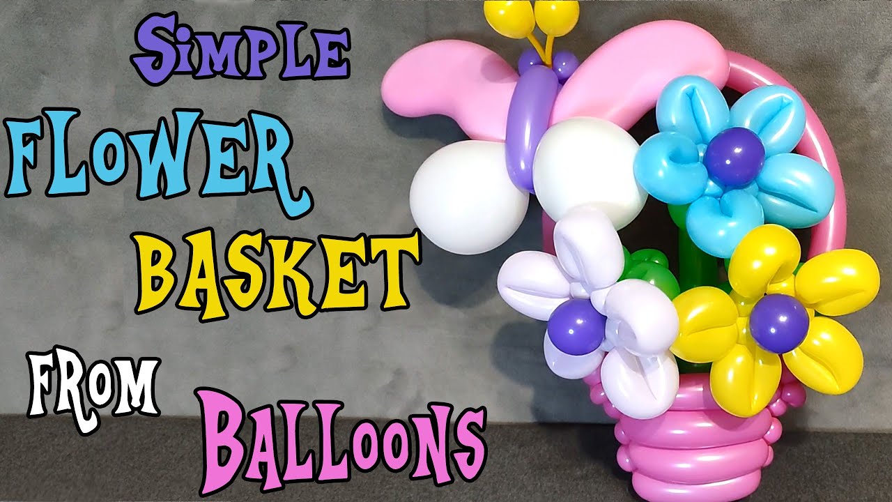 How To Make a Balloon Flower Basket || Tutorial. Simple Balloon Basket || Корзина з квітами з кульок