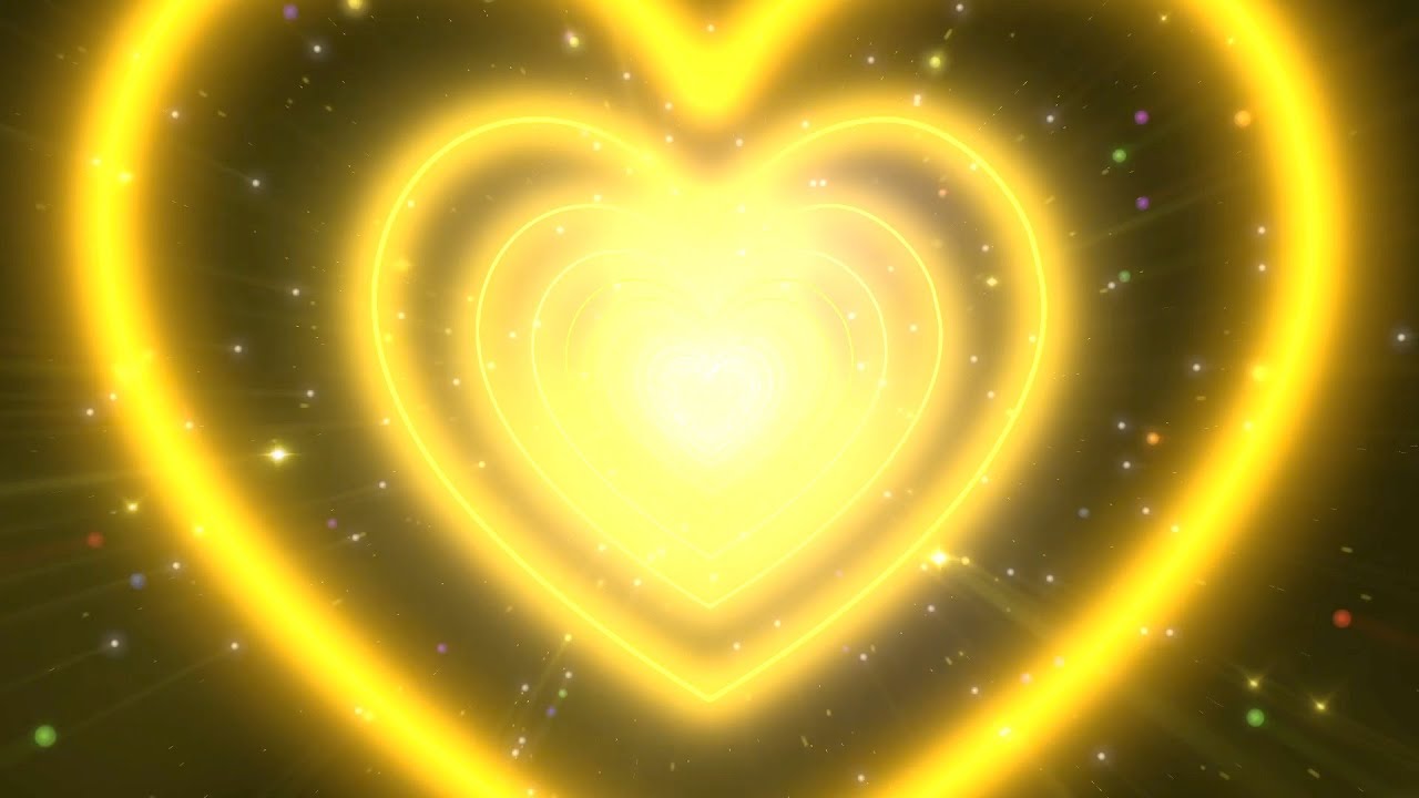 Yellow Heart Background💛Neon Heart Tunnel Background│LED Lights Heart Wallpaper Background Video