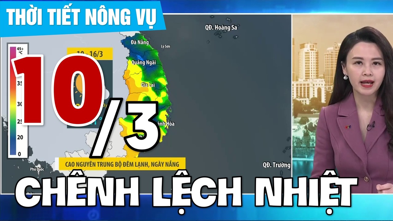 Dự báo thời tiết 5h30 - 10/03/2026 | Cao Nguyên Trung Bộ hôm nay trời nắng | VTVWDB